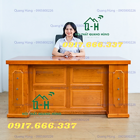 BÀN LÀM VIỆC VĂN PHÒNG GỖ SỒI NGUYÊN KHỐI MÀU NÂU DÀNH CHO VĂN PHÒNG 160X70X75CM