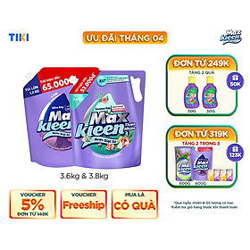 Combo Túi Nước Giặt Xả MaxKleen Thiên Nhiên 3.6kg + Túi Huyền Diệu 3.8kg