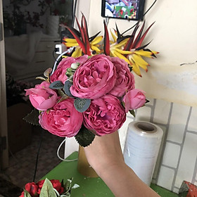 Mua Hoa Lụa Hoa Giả - BÓ HOA HỒNG HÀN QUỐC Loại 1 - 1 Cành 5 Bông