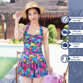 Đồ bơi NỮ BIKINI PASSPORT kiểu Một mảnh váy áo cột cổ - màu Xanh Navy - BS372_NV