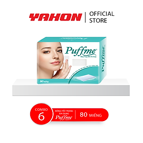 Combo 6 Hộp Bông Tẩy Trang Đa Dụng PUFFME, 80 Miếng/Hộp