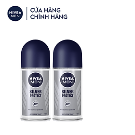 Combo 2 Lăn Ngăn Mùi NIVEA MEN Silver Protect Phân Tử Bạc Giảm 99.9% Vi Khuẩn Gây Mùi 50ml - 83778