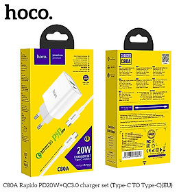 Mua Bộ cốc và cáp sạc hoco. C8A0 20W