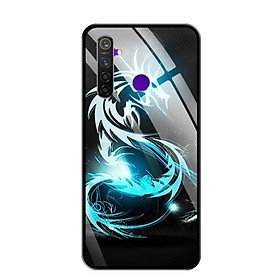 Ốp lưng kính cường lực cho điện thoại Realme 5 Pro - 0245 DRAGON01 - Hàng Chính Hãng