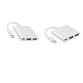 2X Type-C To 4K HDMI HUB USB3.0 USB-C Charger Port OTG Adapter Cable