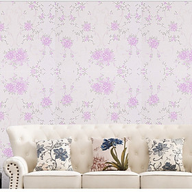 Cuộn 5m Decal Giấy Dán Tường Hai đóa hoa hồng tím (5m dài x 0.45m rộng
