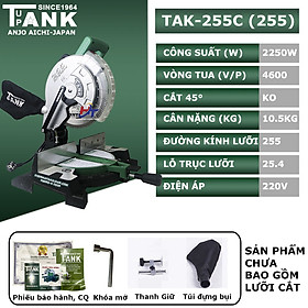 Mua Máy cắt nhôm TANK TAK-255C  Lưỡi 255  máy chạy motor