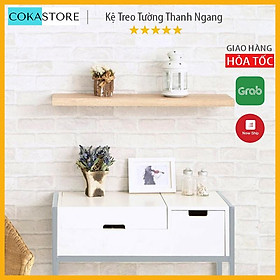 Kệ Treo Tường Thanh Ngang Kích Thước 60x20x2.5cm (Màu Vân Gỗ), Kết Cấu Âm Tường Chắc Chắn, Phụ Kiện Đầy Đủ