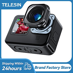 Mod ống kính telesin cho GoPro11 10 9 góc tối đa tối đa 155 độ với 2 bảo vệ camera hành động Phụ kiện đen