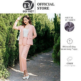 Bộ sơ mi nữ màu be nhẹ nhàng phong cách vintage Hàn Quốc, chất linen mềm mát Đũi Việt