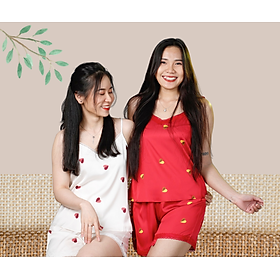 BỘ PYJAMA LỤA/ PYJAMA MẶC NHÀ/ BỘ PYJAMA HỌA TIẾT TRÁI TIM CỰC YÊU/ PYJAMA MẶC NGỦ