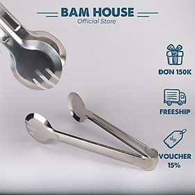 Kẹp gắp thức ăn inox Bam House lòng kẹp rộng thân có sóng cao cấp KGTA02