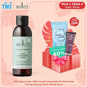 Nước Hoa Hồng Se Khít Lỗ Chân Lông Dành Cho Da Mụn Sukin Blemish Control Pore Perfecting Toner 125ml