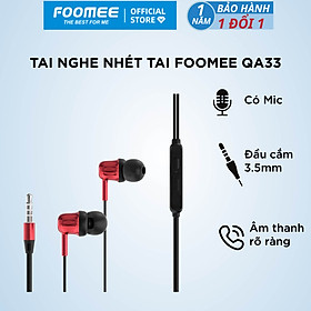 Mua Tai Nghe Có Dây FOOMEE QA33 Đầu Cắm 3.5mm - Kèm Micro Tiện Dụng Dùng Cho Nhiều Thiết Bị - Màu Đỏ - Hàng Chính Hãng