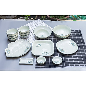 Mua Bộ sản phẩm đồ ăn vẽ hoa sen xanh gốm sứ Bát Tràng
