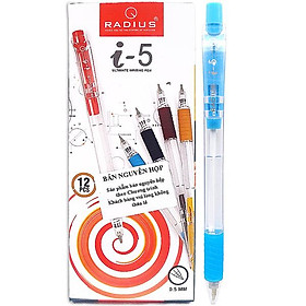 Hộp 12 Bút Bi Bấm I-5 0.5 mm - Radius - Mực Xanh