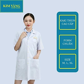 [KIM VÀNG] Áo Blouse bác sĩ, áo dược sĩ, đồng phục bệnh viện tay ngắn chất liệu Kaki thun - Mẫu 01