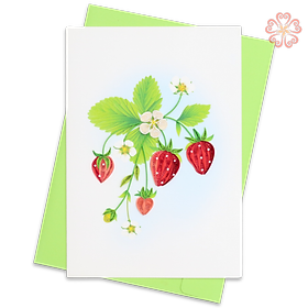 Thiệp Giấy Xoắn Nghệ Thuật - Thiệp Cành Dâu Tây - Strawberry Branch Card - Flower - Việt Net - VN2NN111012NN - 11.5 x 16.5