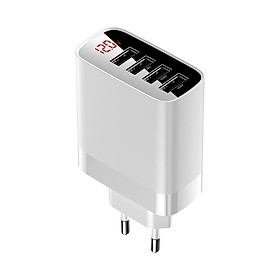 Mua Trắng - Cóc củ sạc nhanh 30W 4 cổng USB hiệu Baseus Mirror Lake cho điện thoại / máy tính bảng iPhone iPad Samsung Huawei Oppo Xiaomi Vivo (sạc nhanh QC 3.0 & 2.4A / Port USB  Max 6A  LED display) - Hàng nhập khẩu