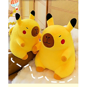 Thú nhồi bông capybara cosplay pikachu dễ thương - Size từ 35cm đến 45cm - Quà tặng gấu bông chuột lang êm mịn. - 35Cm