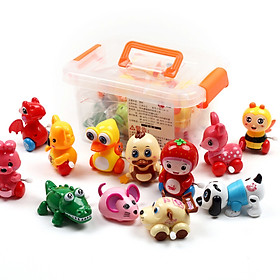 Le children's toys on the chain winding small toy car baby clockwork toys children baby hands early education toys 1-3 gifts full set of 12 storage boxed