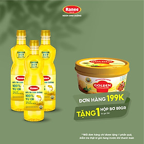 {Đơn 199k tặng hộp bơ 80g} Combo 3 chai dầu ăn dinh dưỡng Ranee 950ml (950ml/chai x 3 chai)