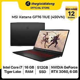 Mua Laptop MSI Katana GF76 11UE i7 11800H/16GB/512GB/6GB RTX3060/17.3 F/144Hz/Balo/Chuột/Win11/(450VN)/Đen - Hàng chính hãng