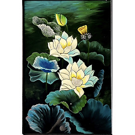 Mua Tranh sơn mài - HOA SEN  HOA HỒNG ....cao cấp size 40x60 cm thích hợp để trang trí  làm quà tặng