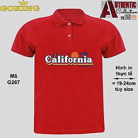 Carlifornia, mã G267. Áo thun polo cổ trụ cho nam nữ, form unisex. Áo phông hàng hiệu Goking, quà tặng cao cấp cho gia đình, cặp đôi, doanh nghiệp