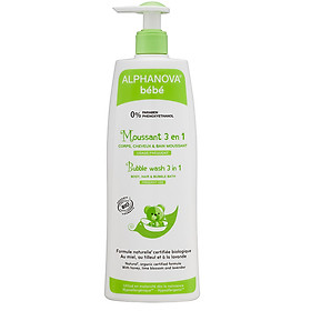Sữa tắm gội Hữu Cơ tạo bọt cho bé 3 trong 1 Alphanova 500ml-Hàng nhập khẩu từ Pháp