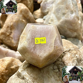 Đa giác 12 mặt thạch anh hồng NHA SAN QC1162 Viên đá của tình yêu và may mắn – 1.4 Kg (ĐK: 11.2cm)