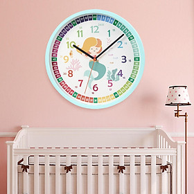 Modern Teaching Clock Silent Early Education Clock, Children Wall Clock for Homeschool Supplies, School, Parents and Teachers, Playroom