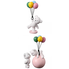 2x Bear Figurine Statue Resin Balloon for home decor living room TV Stand