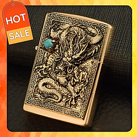 Mua Vỏ Hột Quẹt Bật Lửa Xăng Chief CF1239 Thiết Kế Họa Tiết Rồng Ôm Ngọc Xanh Đẹp Độc Lạ - Dùng Xăng Bấc Đá Cao Cấp