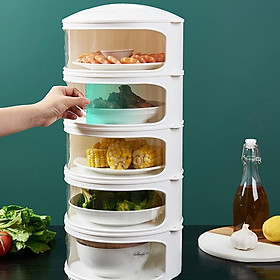 Lồng bàn giữ nhiệt đậy thức ăn 5 tầng mẫu mới 2021 đèn sưởi