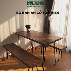 Bộ Bàn Ăn Gia Đình Gỗ Tự Nhiên MultiBox, Bàn Ăn Phong Cách Châu Âu Mặt Bàn Dày Vân Gỗ Nổi Đẹp Dùng Trong Nhà, Ngoài trời