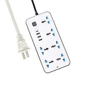 Ổ điện với 6 ổ cắm AC và 3 cổng USB 6ft an toàn sử dụng để nối dài dây điện