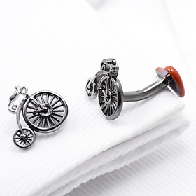 Vintage Men's Cufflinks Bike Bicycle Red Black Cuff Links for Shirt Party