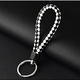 Móc khóa dây thắt bím - Trắng Đen