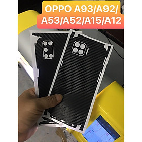 Dán Skin carbon 3D full viền dành cho OPPO A93 / A92 / A53 / A52 / A15 / A15s / A12 Chống trầy xước, chống bám vân tay