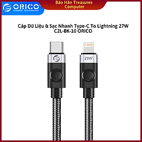 Cáp Dữ Liệu & Sạc Nhanh Type-C To Lightningg 27W C2L-BK-10 ORICO- Hàng Chính Hãng