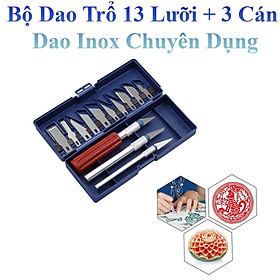 Mua Bộ Dao Trổ 13 Lưỡi+ 3 Cán Dao Inox Chống Trơn Chuyên Dụng Khắc Tỉa Thủ Công