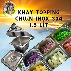 Mua Khay đựng topping inox có nắp 3 5 lít  khay topping 1/3
