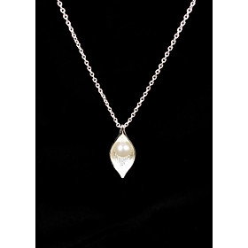 Dây chuyền bạc ngọc trai PANMILA cách điệu chiếc lá