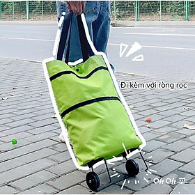 Mua Xe kéo đi siêu thị  xe đi chợ gấp gọn dạng túi có bánh xe kéo tiện lợi - màu sắc giao ngẫu nhiên