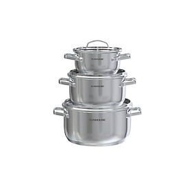 [Hàng chính hãng] Bộ nồi Inox 304 Sunhouse Healthy SHG605