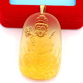 Mặt Phật Quan âm QA6 pha lê vàng