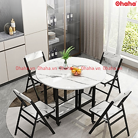 Mua  Kèm Ảnh Thực Tế - Miễn phí vận chuyển & Lắp đặt  BÀN ĂN GẤP GỌN THÔNG MINH CÓ GHẾ VÀ BÁNH XE OHAHA - BA025