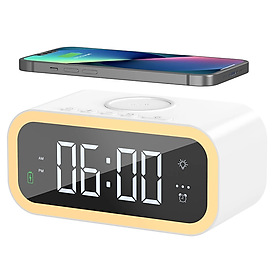 Mua Đế sạc không dây sạc nhanh 15W kiêm đồng hồ để bàn và đèn ngủ hiệu WIWU Time Wireless Charger Wi-W015 - sạc cùng lúc 2 thiết bị  Chuẩn Qi  Smartchip  đèn LED nhiều màu - Hàng nhập khẩu