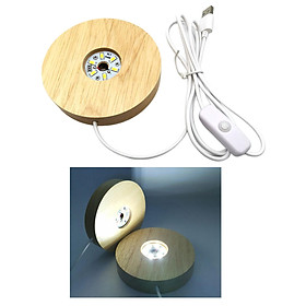 LED Light Display Base Wooden Lighted Base Stand Round Lamp Night Light Base Holder for DIY Crystal Glass Art Acrylic Board